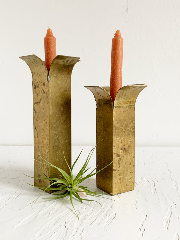 Brass Tulip Top Candle Holders