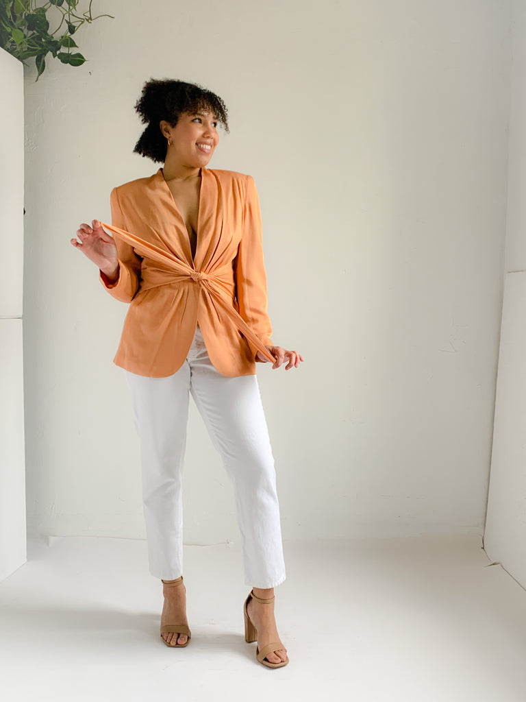 High Point Apricot Rayon Tie Front Blazer