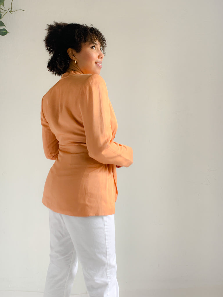 High Point Apricot Rayon Tie Front Blazer