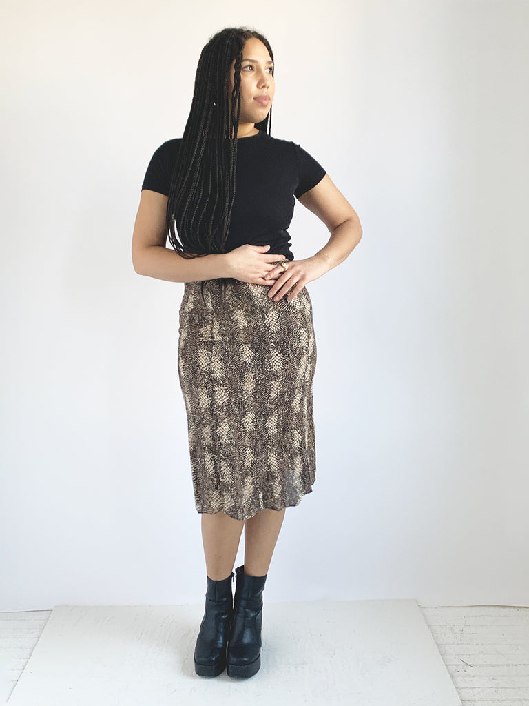 MPH Snakeskin Snakeskin Rayon Crinkle Skirt